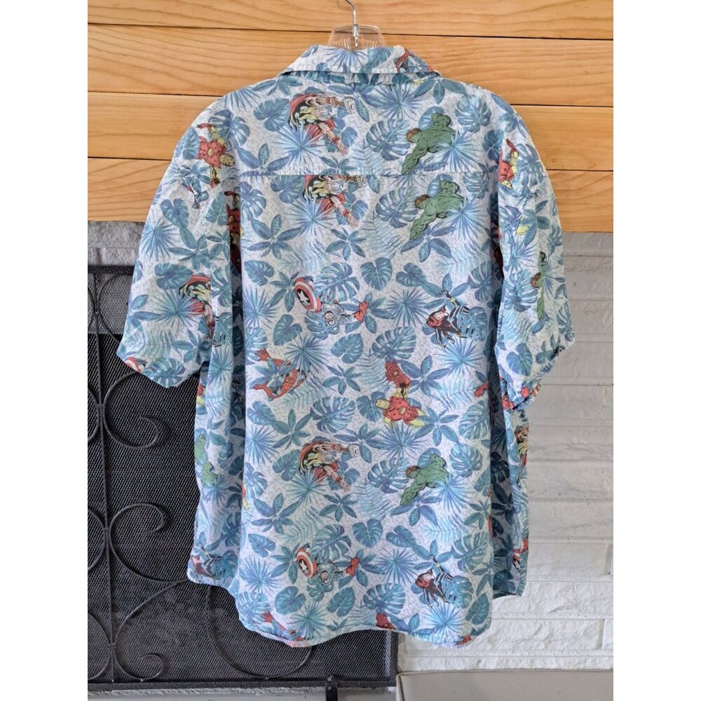 Marvel Mens 2XL Hawaiian Button-Up Shirt Featuring Avengers Short Sleeve Cotton - Picture 9 of 11